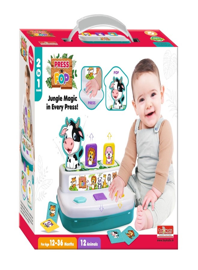 Toymate's Press and Pop - A 2 in 1 Animals and 3 colourfull Balls pop up Learning Educational Toy for Toddlers, Children, Boys & Girls and 12 Months and Above - Image 1